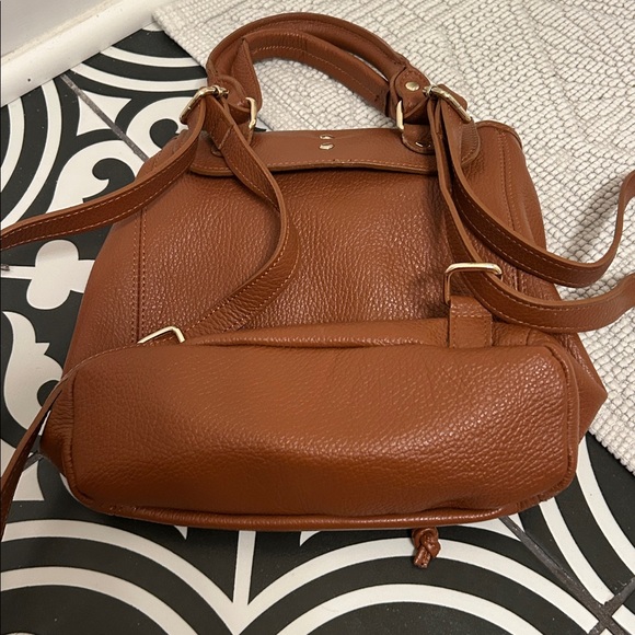 Vera Pelle Italian Leather Brown Convertible Backpack Shoulder Bag NWOT main image 12
